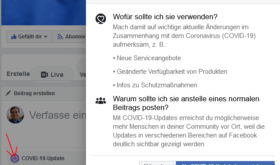 Facebook Seite COVID-19-Update