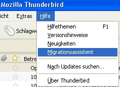 Schritt 1: Klicken Sie im Menü "Hilfe" auf "Migrationsassistent"