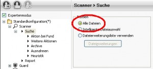 Avira Antivir Scanner Einstellungen - Alle Dateien