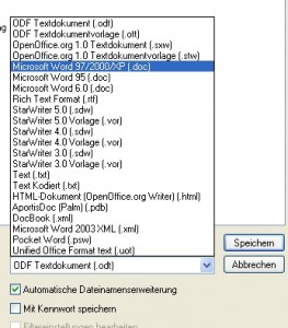 Dateiformate in OpenOffice.org Writer