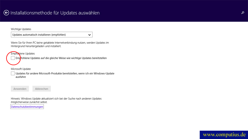 Windows 8.1 Update Einstellungen
