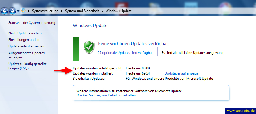 Windows 7 Update Status