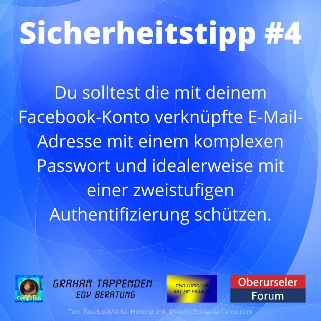 Facebook Sicherheitstipp #4: Verknüpfte E-Mail-Adresse gut schützen